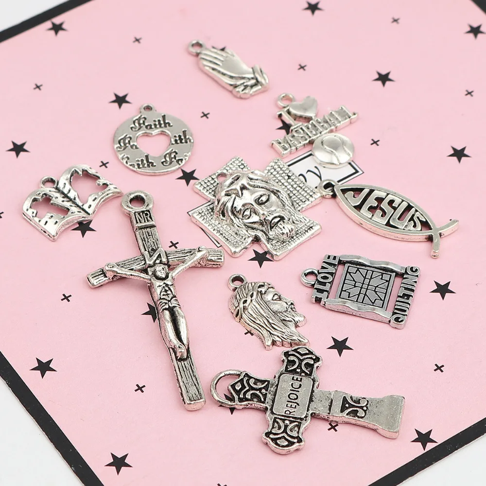 DoreenBeads модные подвески из сплава цинка Смешанные Серебряные Цвета Religion DIY Charm 5 1x2 cm