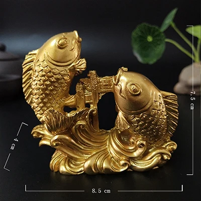 Gold Золотые китайские статуи Будды фэн-шуй ручной работы скульптура животные статуэтки в виде рыб ремесла украшения дома аксессуары - Цвет: Gold
