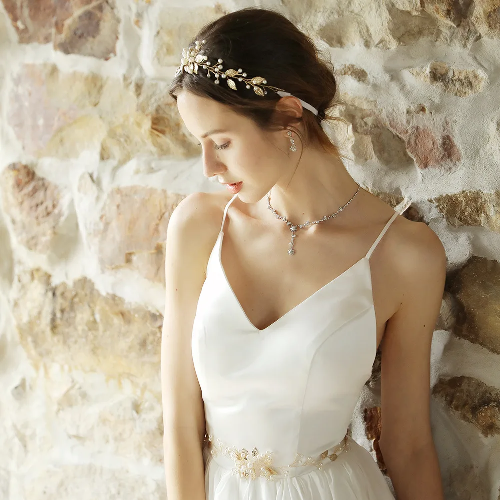 Женский элегантный пояс с жемчужинами эластичный пряжкой и жемчужной цепочкой