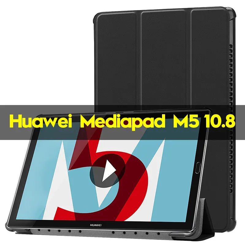 Чехол для huawei Mediapad M5 10 Pro 10,8 дюймов, кожаный Умный Магнитный чехол, чехол для huawei Mediapad M5 10,8 CRM-AL09 CRM-W09 - Цвет: For Huawei M5 BK