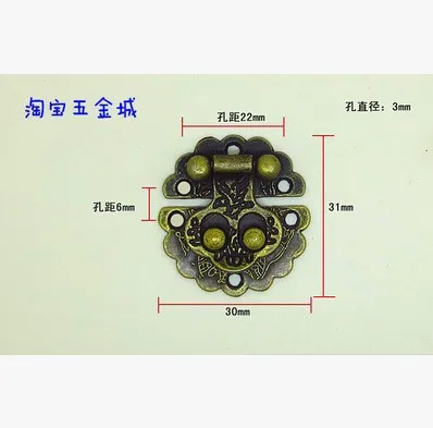 

20 шт Античная латунная шкатулка для ювелирных изделий с защелкой 30x31 мм