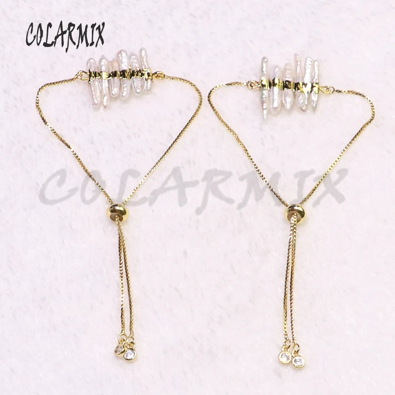 5 pieces Fresh water pearl pillar bracelets free-form jewelry for women 9238 | Украшения и аксессуары