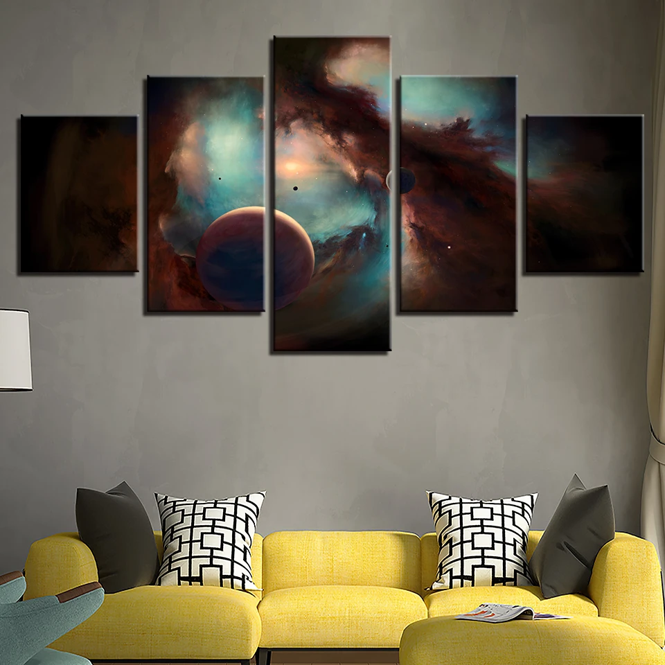 Современные печатные рамки плакаты модульное искусство 5 шт. абстрактные планеты