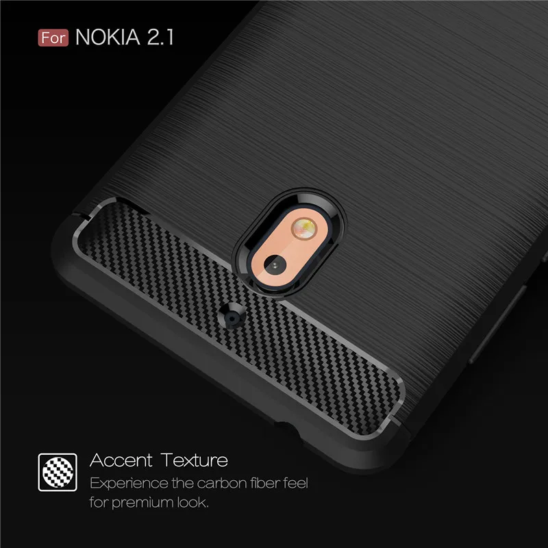 Whyes For Nokia 2.1 Case Soft TPU Cases Silicone Full Protector ShockProof Heavy Carbon Fiber Phone Bags Cover Fitted |