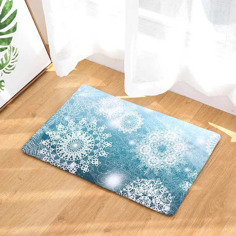 

Christmas Bath Mat Printed Suede Carpet Shower Bathroom Mat Kitchen Floor Mat 50x80cm Toilet Rugs Home Decoration Wholesale