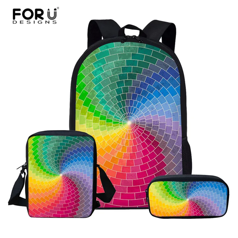 FORUDESIGNS/детские школьные сумки с радужным принтом, детский школьный рюкзак, Набор детских школьных сумок, ортопедический школьный рюкзак - Цвет: L533CEK