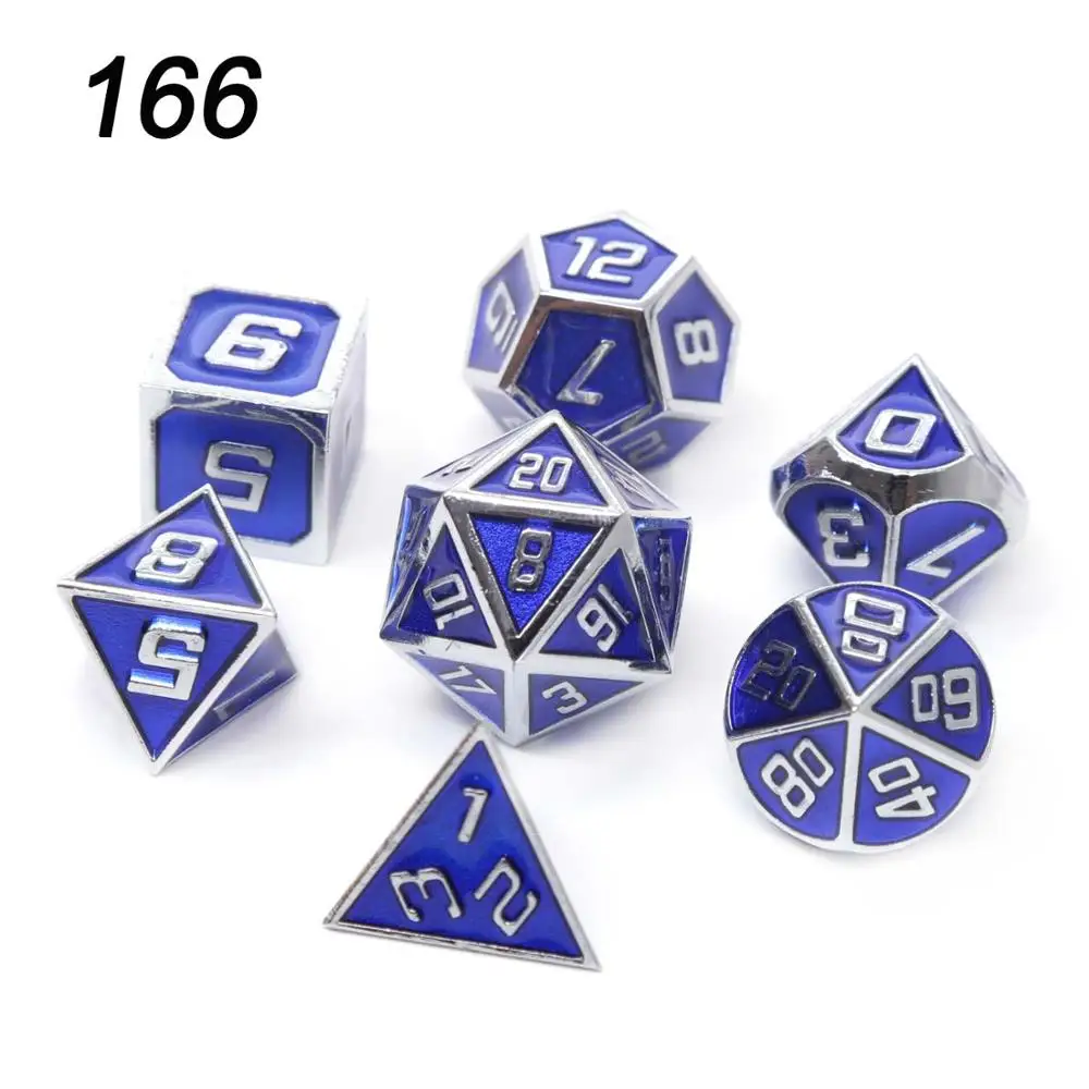 Chengshuo двухцветные металлические игральные кости DND наборы rpg многогранные металлические d& d красные настольные игры цинковый сплав цифровые подземелья и дракон d20 - Цвет: 166