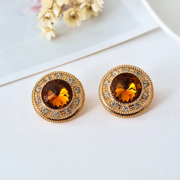 Round Cute Girl Crystal Glass Ear Clip Without Piercing Earrings Jewelry | Украшения и аксессуары