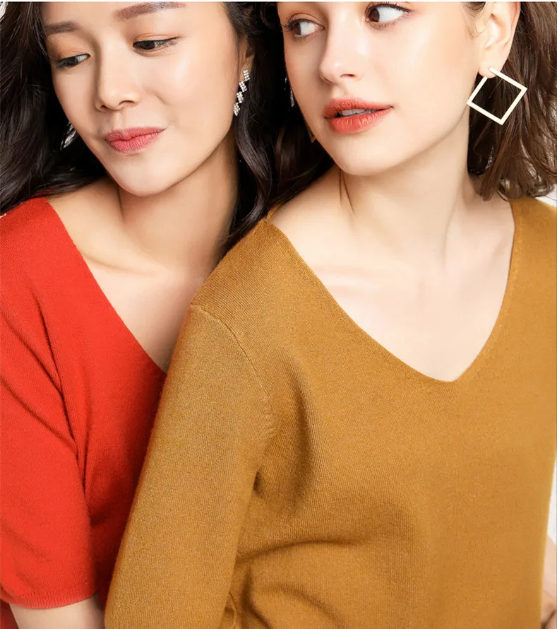 2021 New Summer sweater women girl ladies 100% cashmere short sleeve Pullover free shipping JN705 | Женская одежда