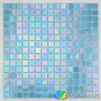 Blue iridescent color glass mosaic tile swimming pool tile bathroom kitchen backsplash wall tile 46square feet/lot
