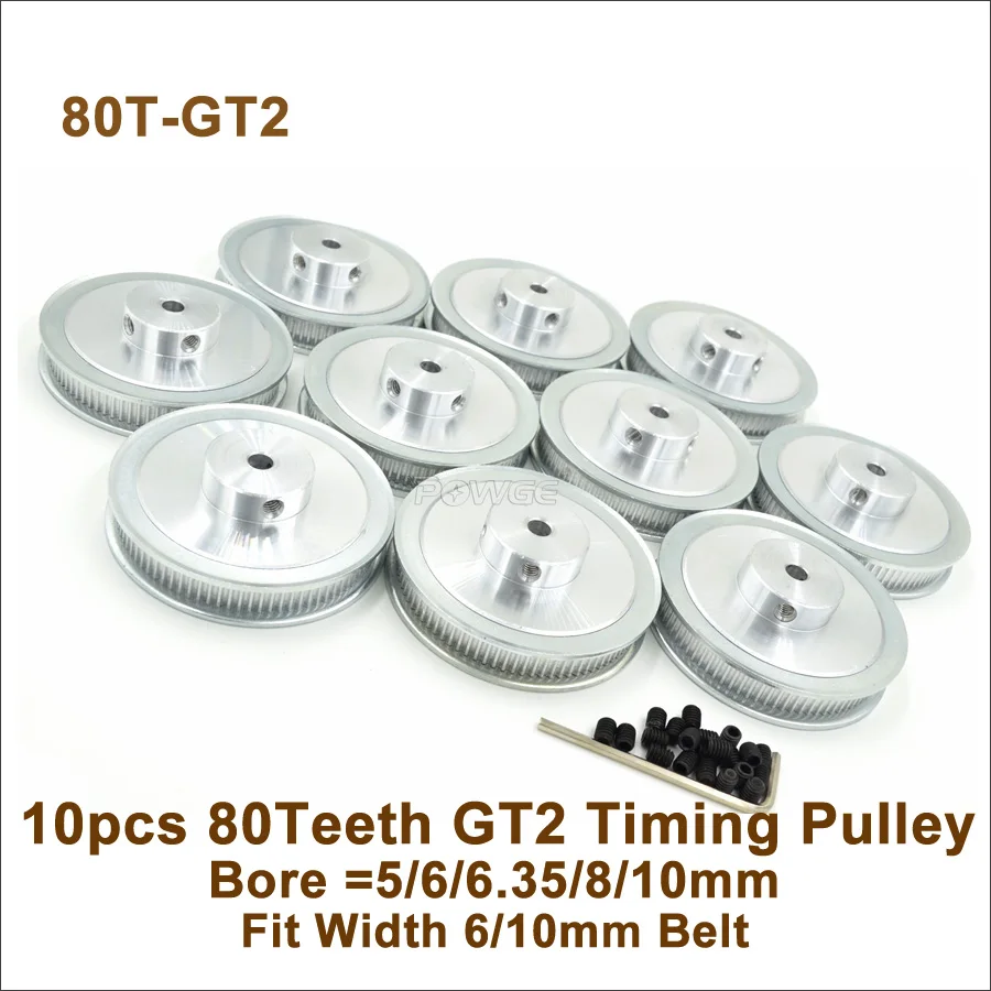 Зубчатый шкив POWGE 80 2GT зубчатый с отверстием 5/6/6 35/8/10 мм подходит для W = 6/10 GT2