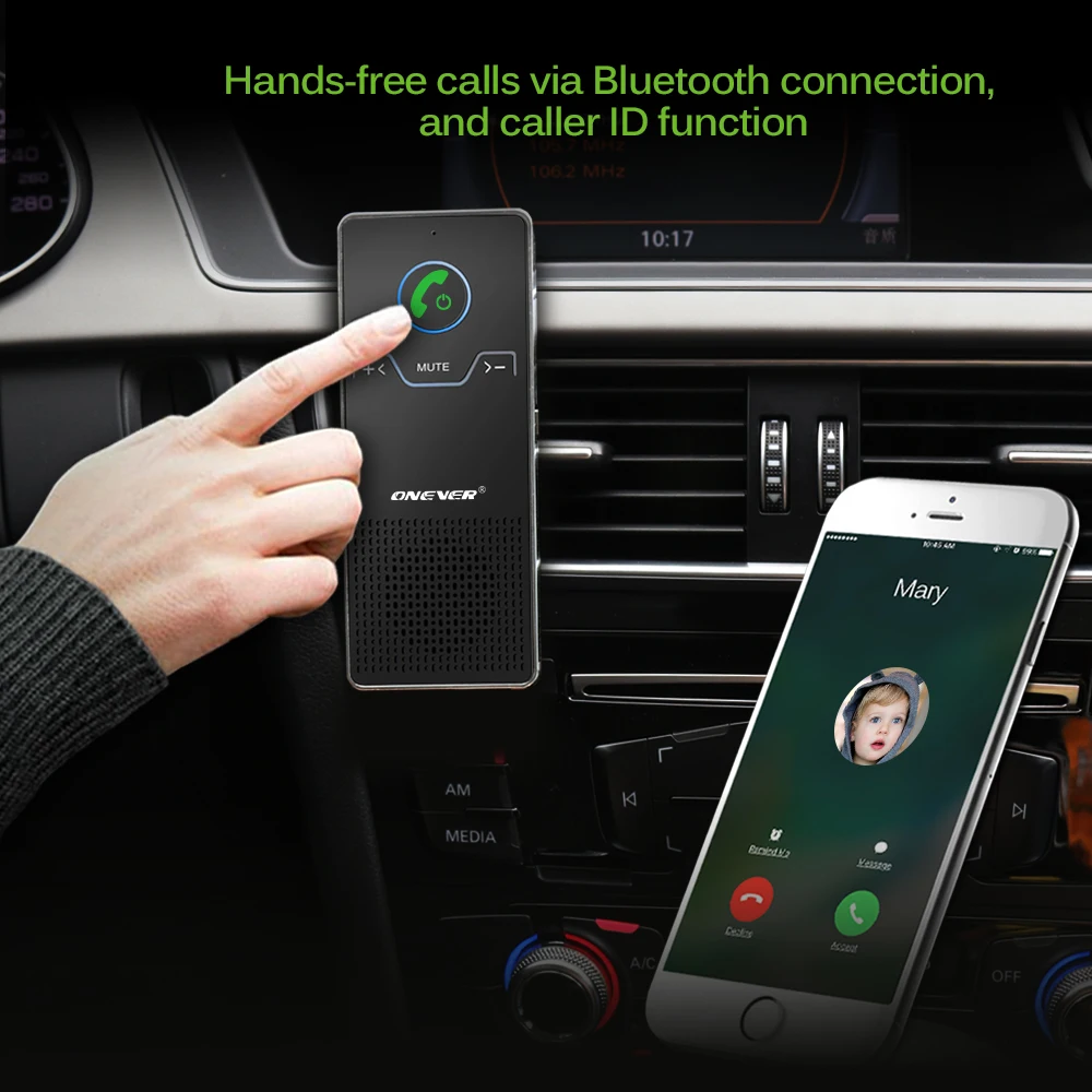 Onever Беспроводная гарнитура Bluetooth автомобильный комплект громкой связи динамик
