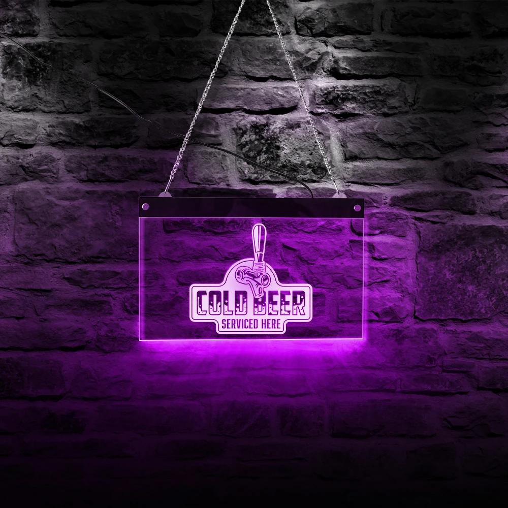 Холодное пиво обслуживание здесь акриловая световая доска подвесной