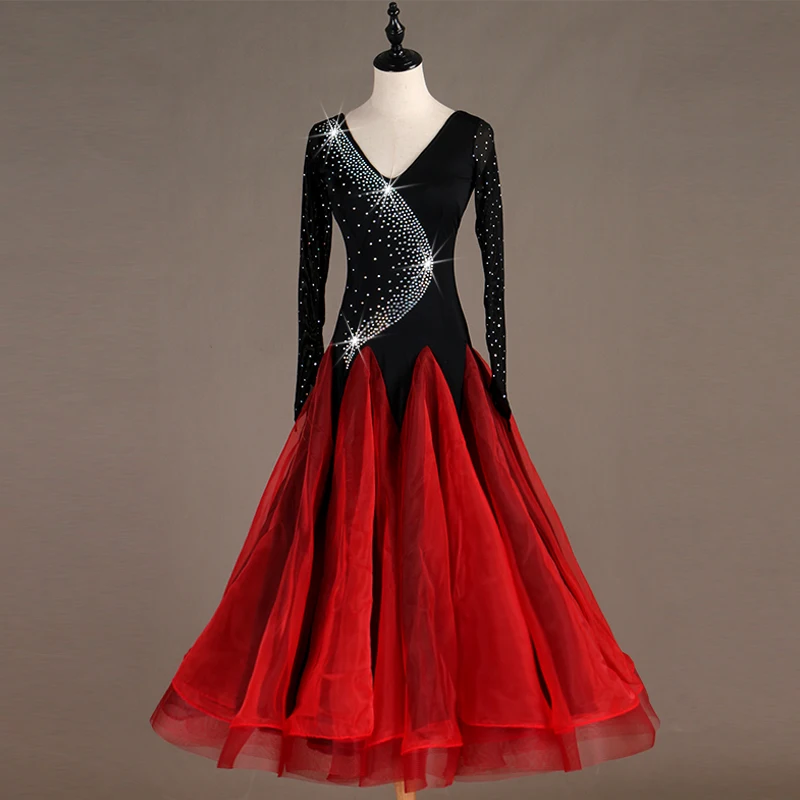 red long ballroom dress standard tango dresses plus size dance costumes for sale | Тематическая одежда и униформа