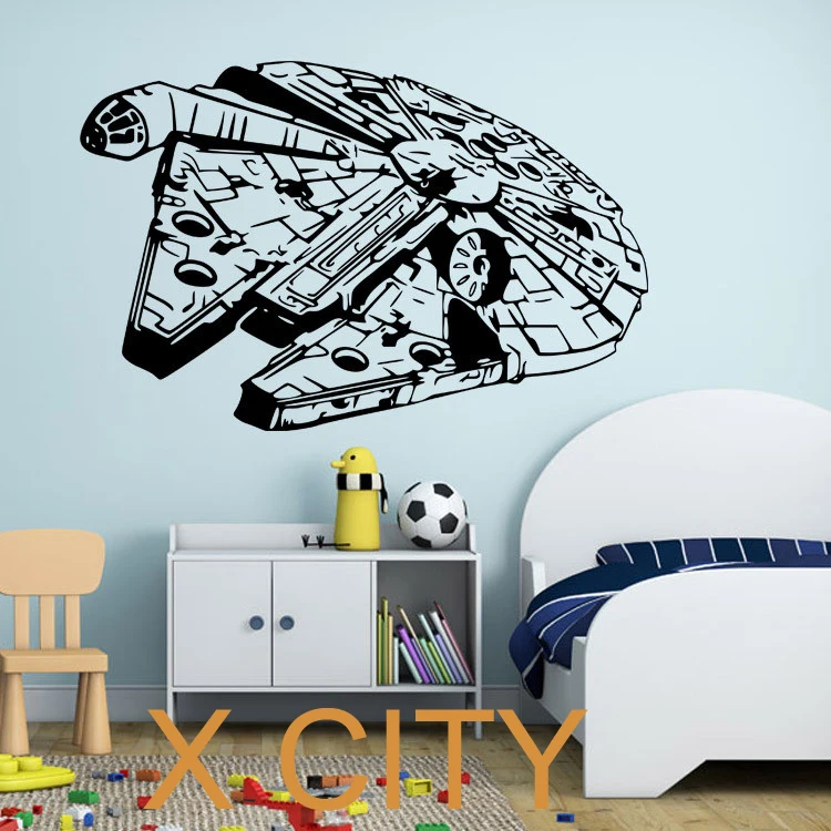 MILLENIUM FALCON Звездные войны виниловые настенные художественные наклейки Черный