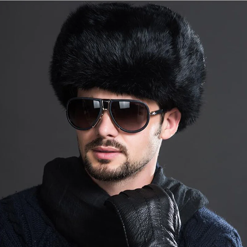 Jkp natural rabbit hair Lei Feng hat men's hat autumn and winter warm thickened Fur Real rabbit hair ear cap