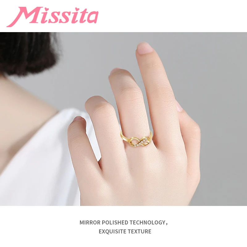 Женское Винтажное кольцо MISSITA золотистое с прозрачным фианитом для влюбленных