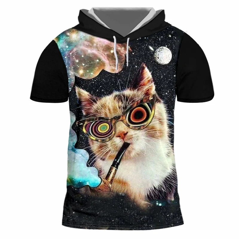 OGKB Повседневная футболка с капюшоном Мужская забавная 3D принтом кота