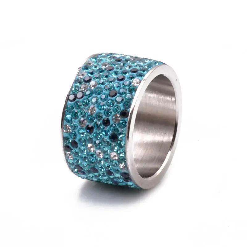 Оптовая продажа Сияющие Полный Стразы палец кольца для женщин Мода нержавеющая