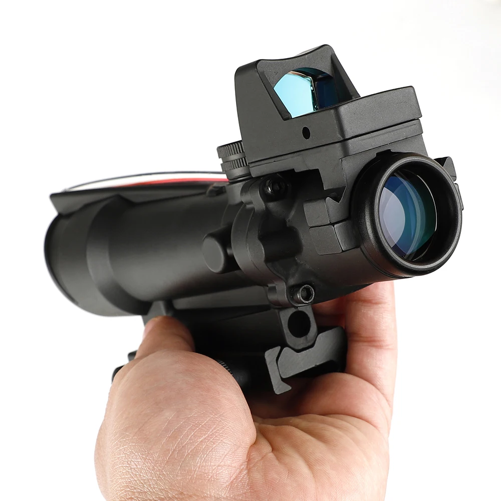

ohhunt 5X35 ACOG Style Three Model Reticle Red or Green Illuminated Tactical Rifle Scope with Red Dot for cal .223 .308 Rifle