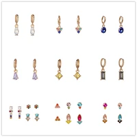 juran shiny small pendant dangle earrings for women geometric charm multicolored fashion drop statement earrings jewelry