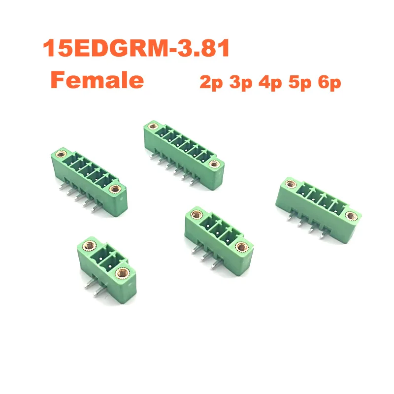 5 шт. Шаг 3,81 мм под прямым углом 2 3 4 5 6 P винт плагин PCB клеммный блок Съемный разъем мужской/женский 15 EDGKM+ RM morsettiera