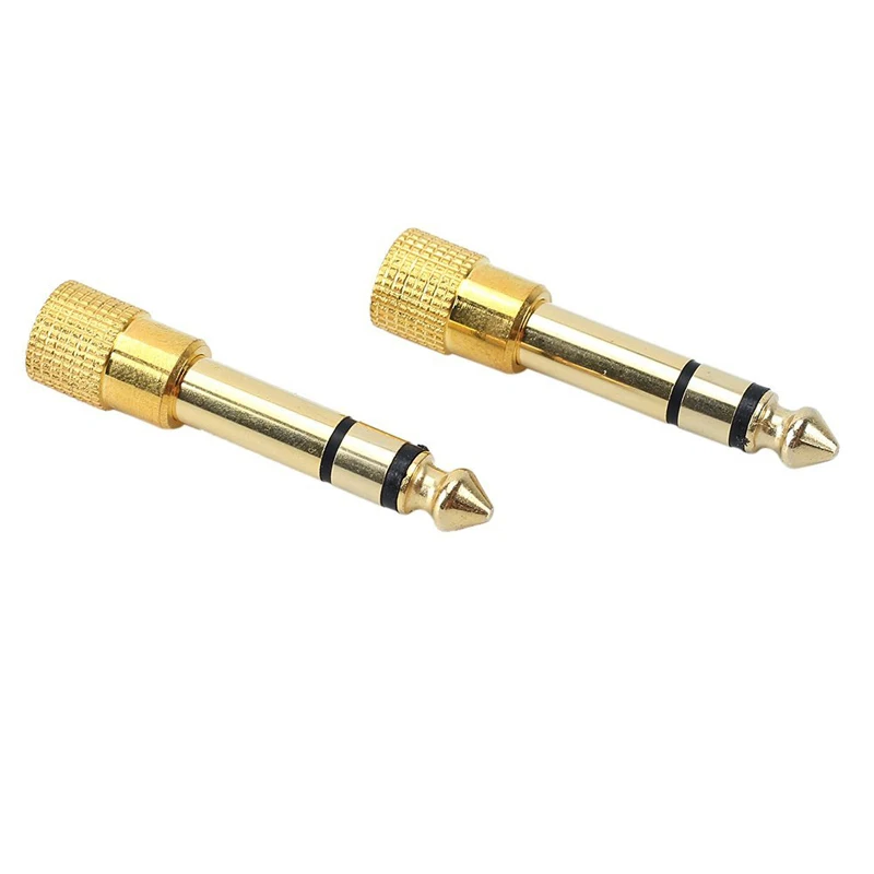 

Hot Sale 2x Headphone Adapter Gold Tone 3.5mm Socket to 6.35mm Jack Plug Audio Convertor