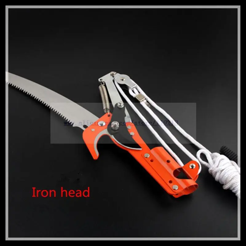 High branch shears telescopic rods pruning scissors garden tools outdoors pruning tools(iron head+saw+rope no rod)