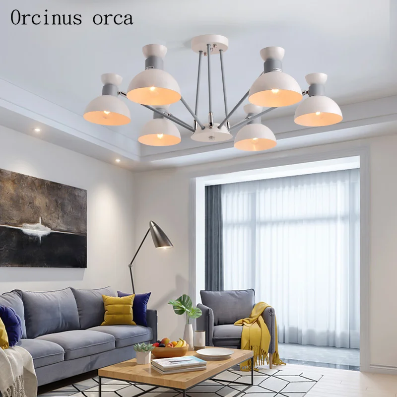 Nordic modern minimalist iron Chandelier living room bedroom creative personality candy color matching spider chandelier | Освещение