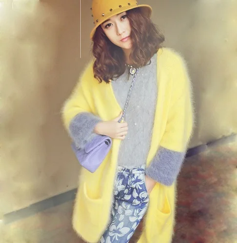 Женский длинный кашемировый свитер с натуральным мехом норки бесплатная