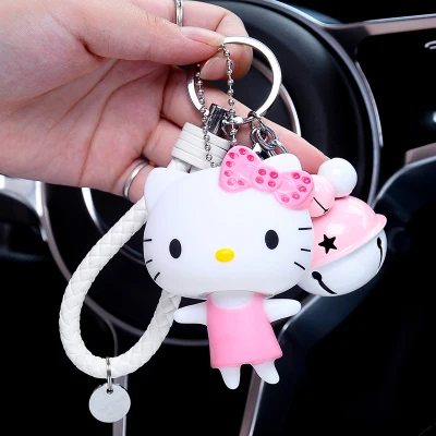 Милый мультфильм hello kitty Кролик бант брелок в стиле Kiki Женские Кожаные Веревки Игрушки Детские брелки-цепочки автомобиля сумка Шарм D36