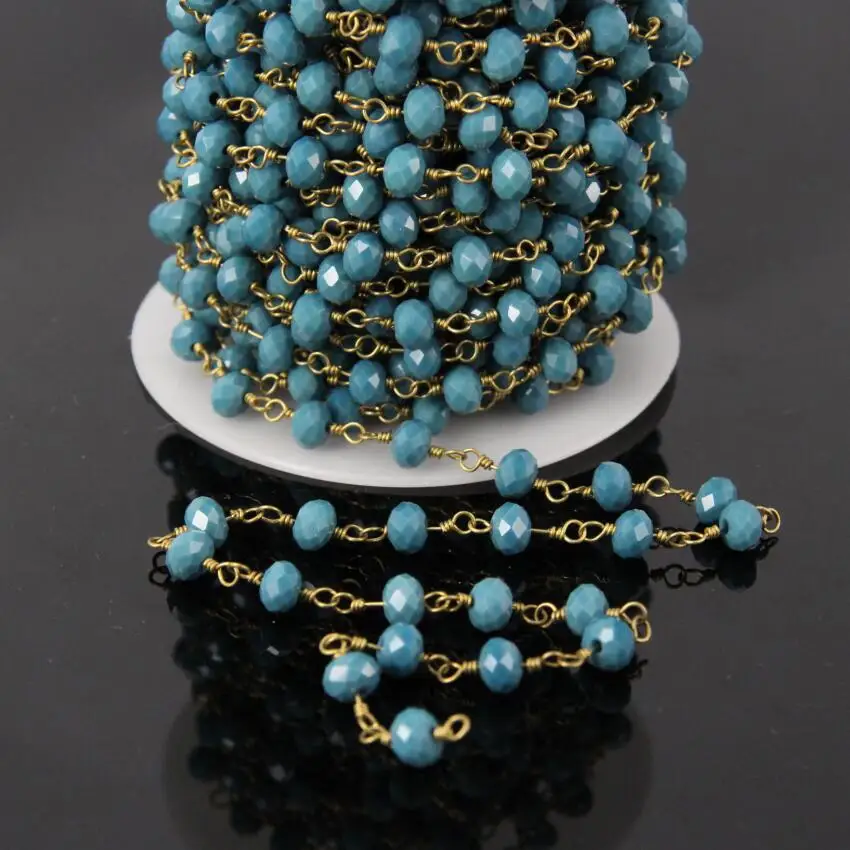 5 м/лот голубые стеклянные прозрачные граненые шарики четки 4x6 мм Размер AB стекло