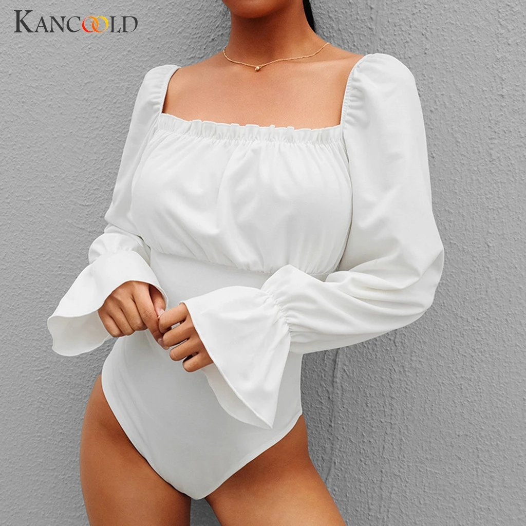 Женский однотонный комбинезон KANCOOLD вечерние комбинезоны с длинными рукавами и