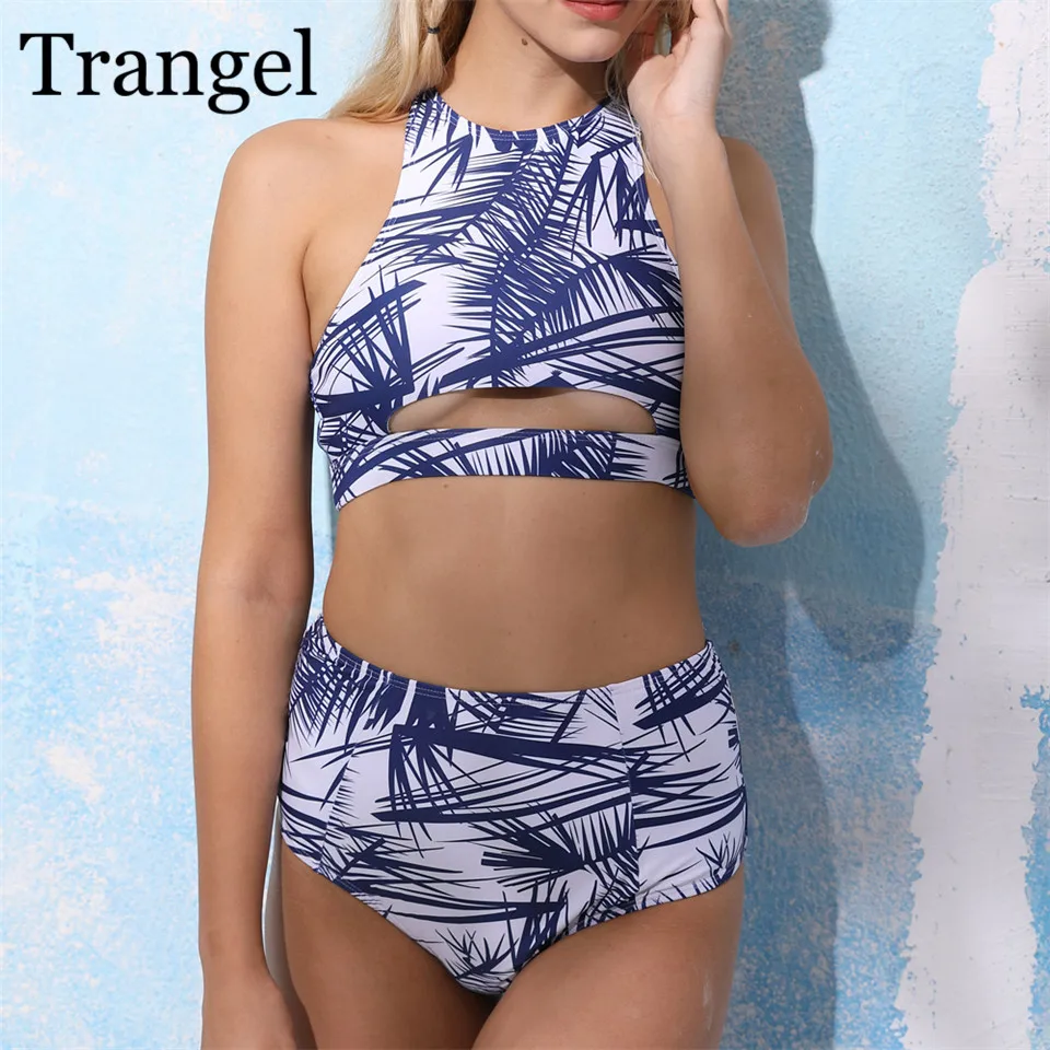 Trangel 2018 сексуальная печати комплект бикини купальники Для женщин Palm Leaf Print Racerback