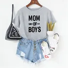 LUSLOS 3 вида цветов Mom of Boys Женская футболка женская летняя футболка с короткими рукавами с буквенным принтом для мамы размера плюс, футболка свободного покроя, мягкие футболки