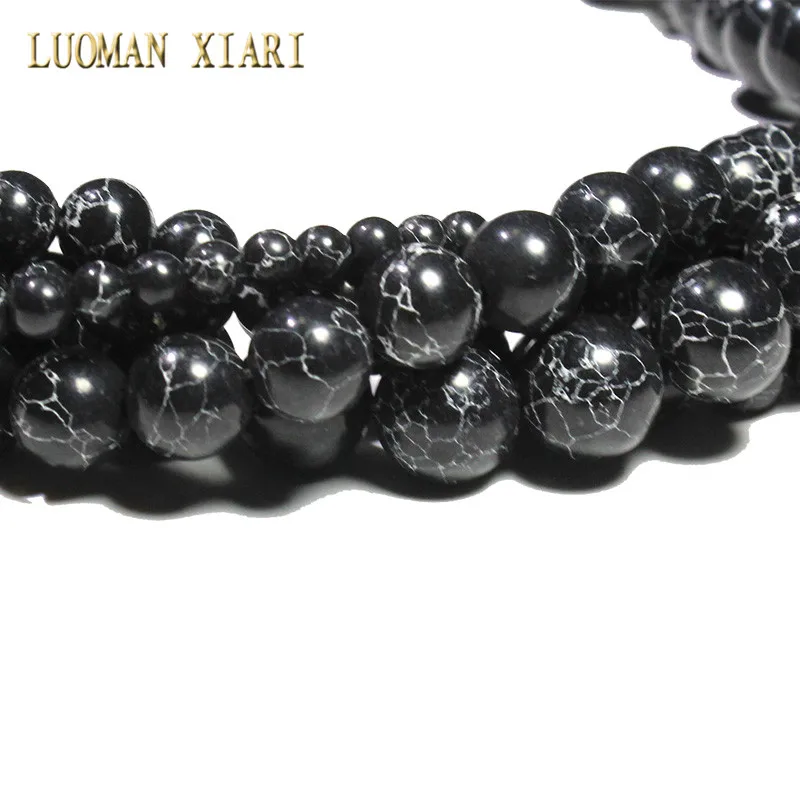 New Black Synthesis Turquoises Stone Round Beads For Jewelry Making DIY Bracelet Necklace Material 4/6/8/10/12 mm Strand 15'' |