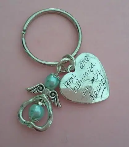 Ангел крылья сердце детские ножки брелок Винтажный серебряный шарм для ключей