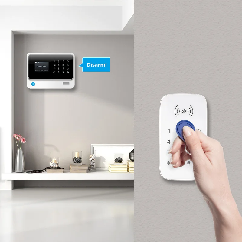 Беспроводная RFID сенсорная клавиатура для GSM Wifi домашняя сигнализация Система безопасности 433 МГц белая с беспроводной RFID клавиатурой