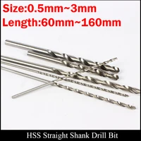 0 5mm 0 6mm 0 7mm 0 8mm 0 9mm 1mm 100mm extra long plastic metal wood al high speed steel hss straight shank twist drill bit