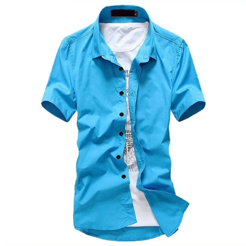 Модная рубашка 2020 для молодых людей отдыха однотонная повседневная хлопковая