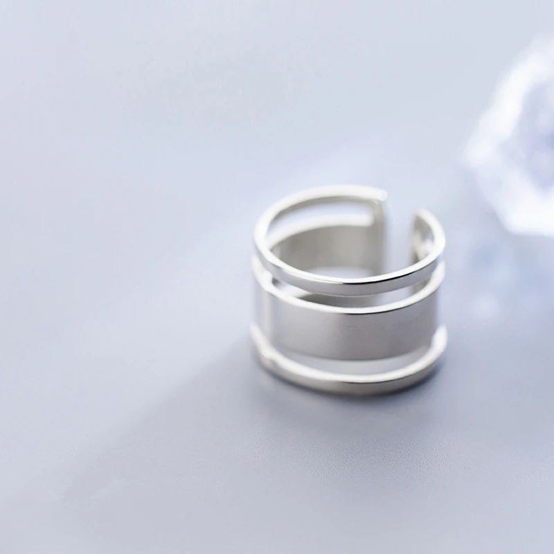 Женское многослойное трехслойное Открытое кольцо Ins Style Серебряное ювелирное