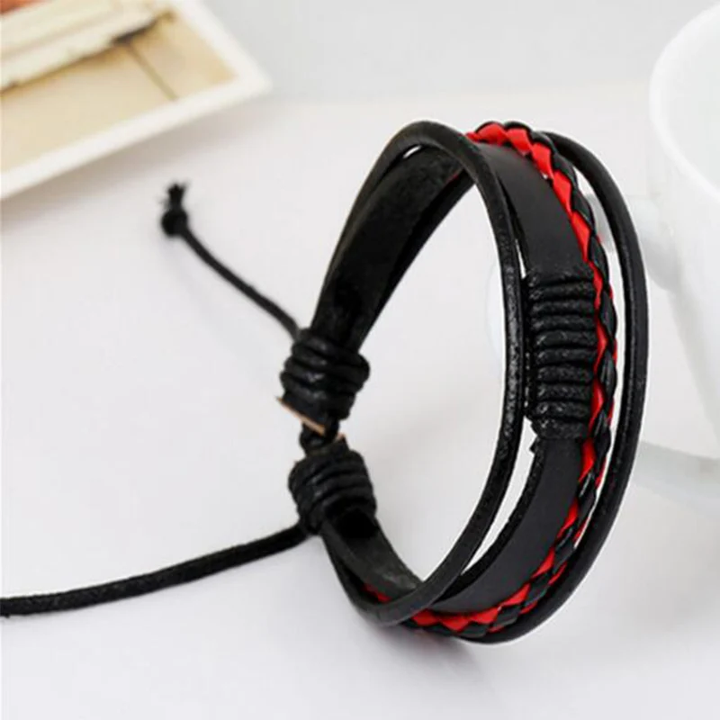1 шт. Новые мужские Регулируемые четырехслойные плетеные Многослойные браслеты