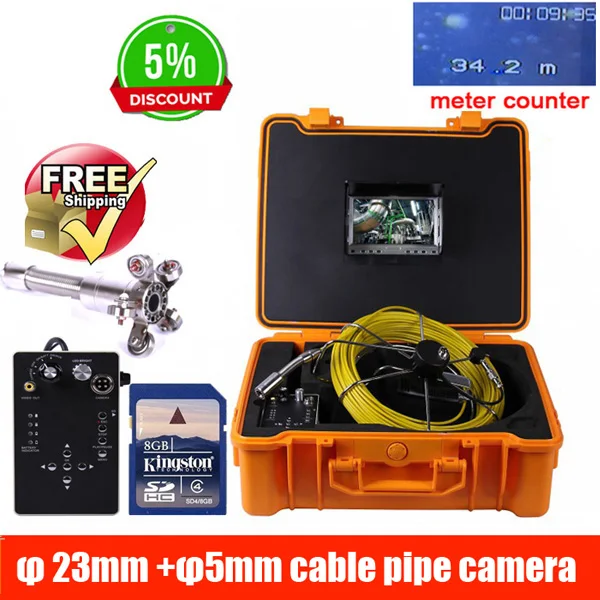 

50m DVR Pipe Wall Sewer Inspection Camera System,Industrial Pipe Car Video Inspection Endoscope Camera 23mm camera 5mm cable