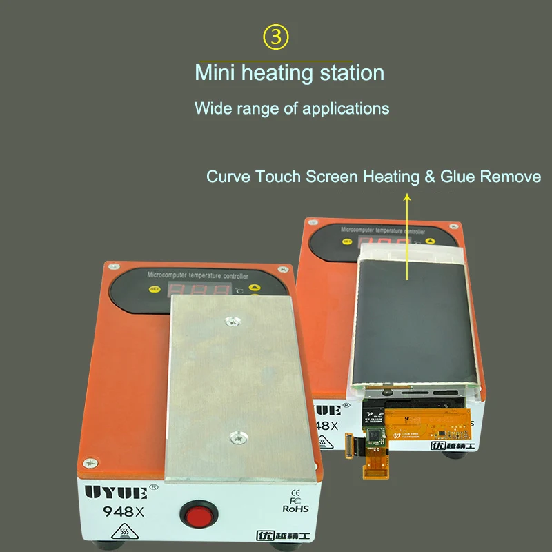 

2 In 1 Phone Bezel Frame Separator Middle Frame Separate Heating Plate Machine CPU Glue Remove Machine for iPhone Samsung A6-A9