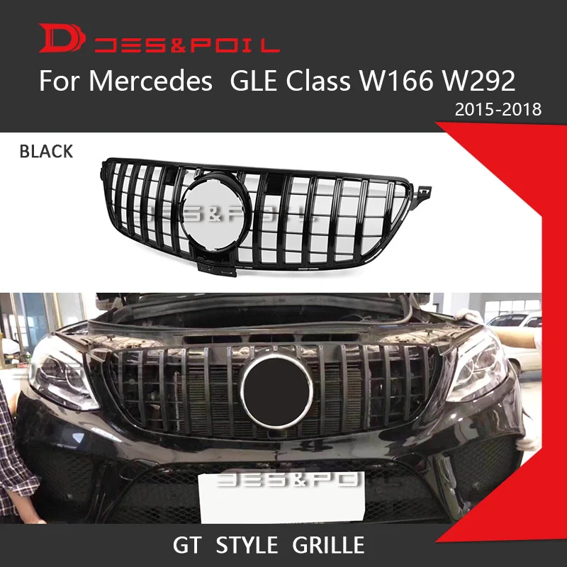 GT R решетка для Mercedes Benz GLE Class W166 W292 Coupe SUV Chrome Front Racing 2015 2018 GLE300 GLE320 GLE350 GLE63 AMG|Гоночные