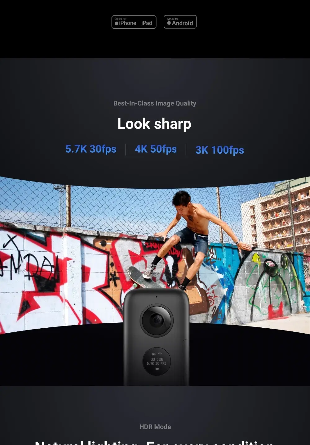 Insta360 ONE X 5,7 K VR 360 панорамная экшн-камера для iPhone и Android Insta 360 зарядное устройство для батареи Чехол для селфи