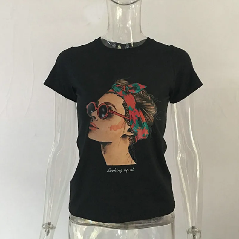 Женская футболка с коротким рукавом круглым вырезом и принтом хит продаж лето 2019