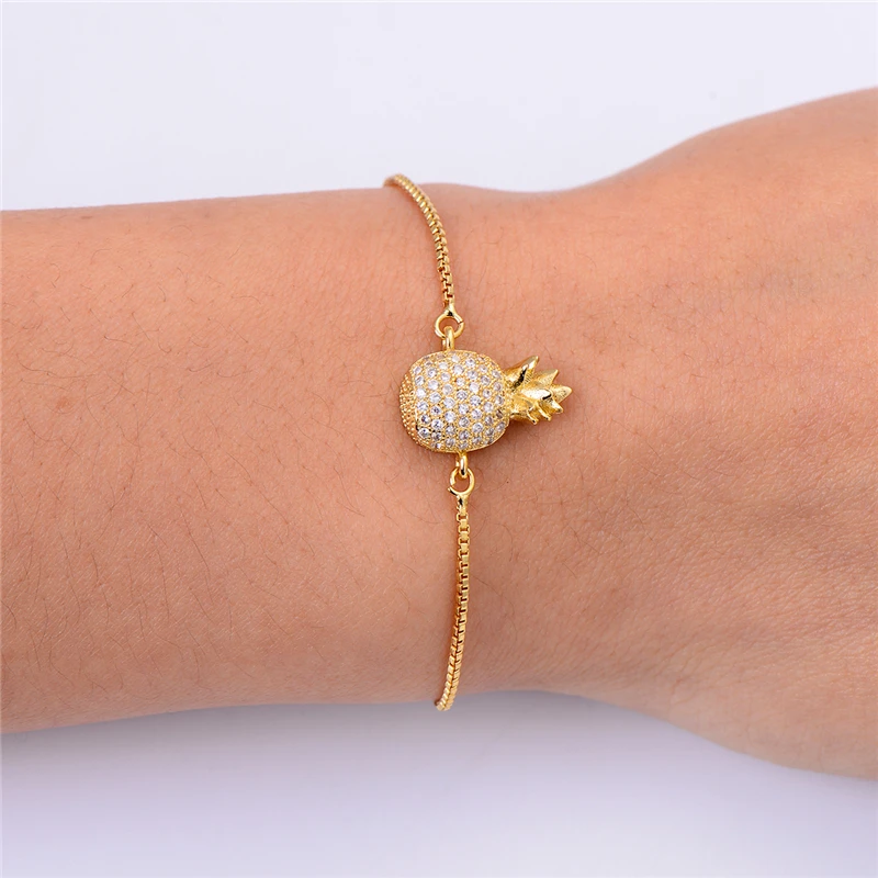 Pipitree милый Фианит циркон кристалл фрукты ананас шарм браслет ювелирные изделия