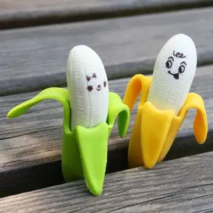 4pc/lot Cute face peeling banana  eraser / creative rubber fruit erasers/ children stationery gift / prizes