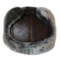 2020 new genuine leather men cap hat high quality mens real leather adult solid adjustable hats caps warm fur earmuffer caps